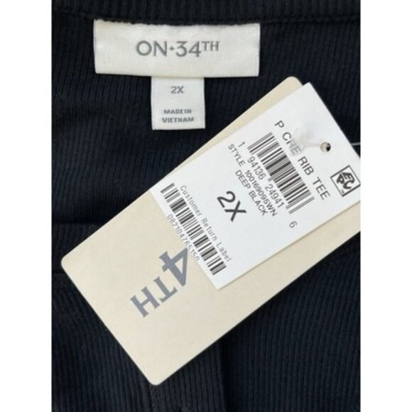 On 34th Women's Deep Black Ribbed Long Sleeve Top Plus Size 2X NWT - Picture 3 of 5